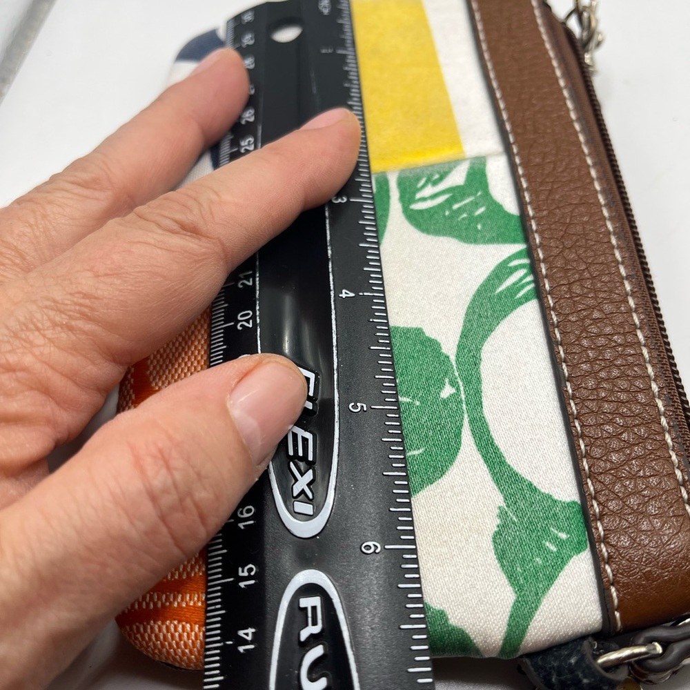 COACH Multi Fabric Stripe Signature Floral Gingham Wristlet - Picture 7 of 8